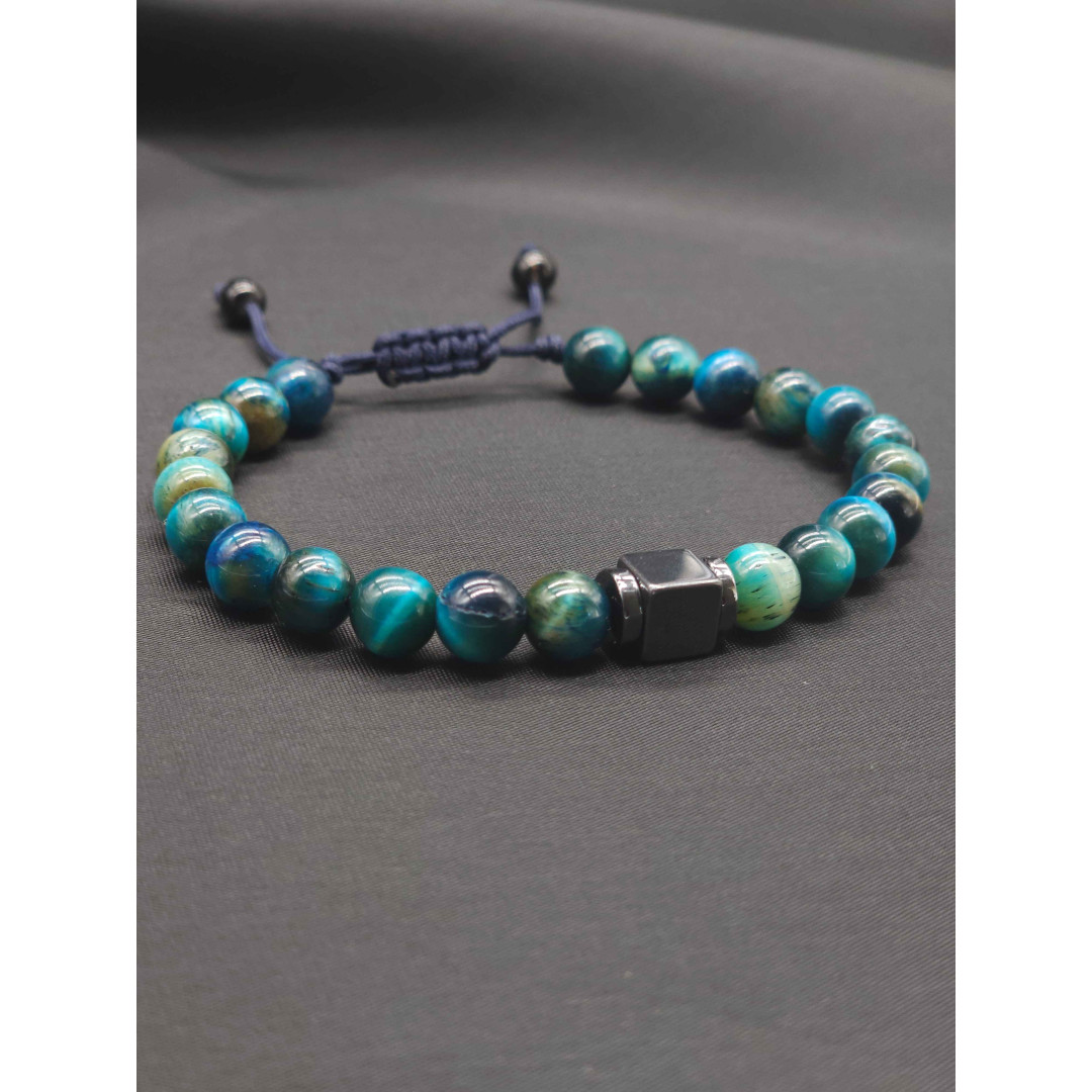 Mens Bracelet-Blue Tiger eye & Hematite
