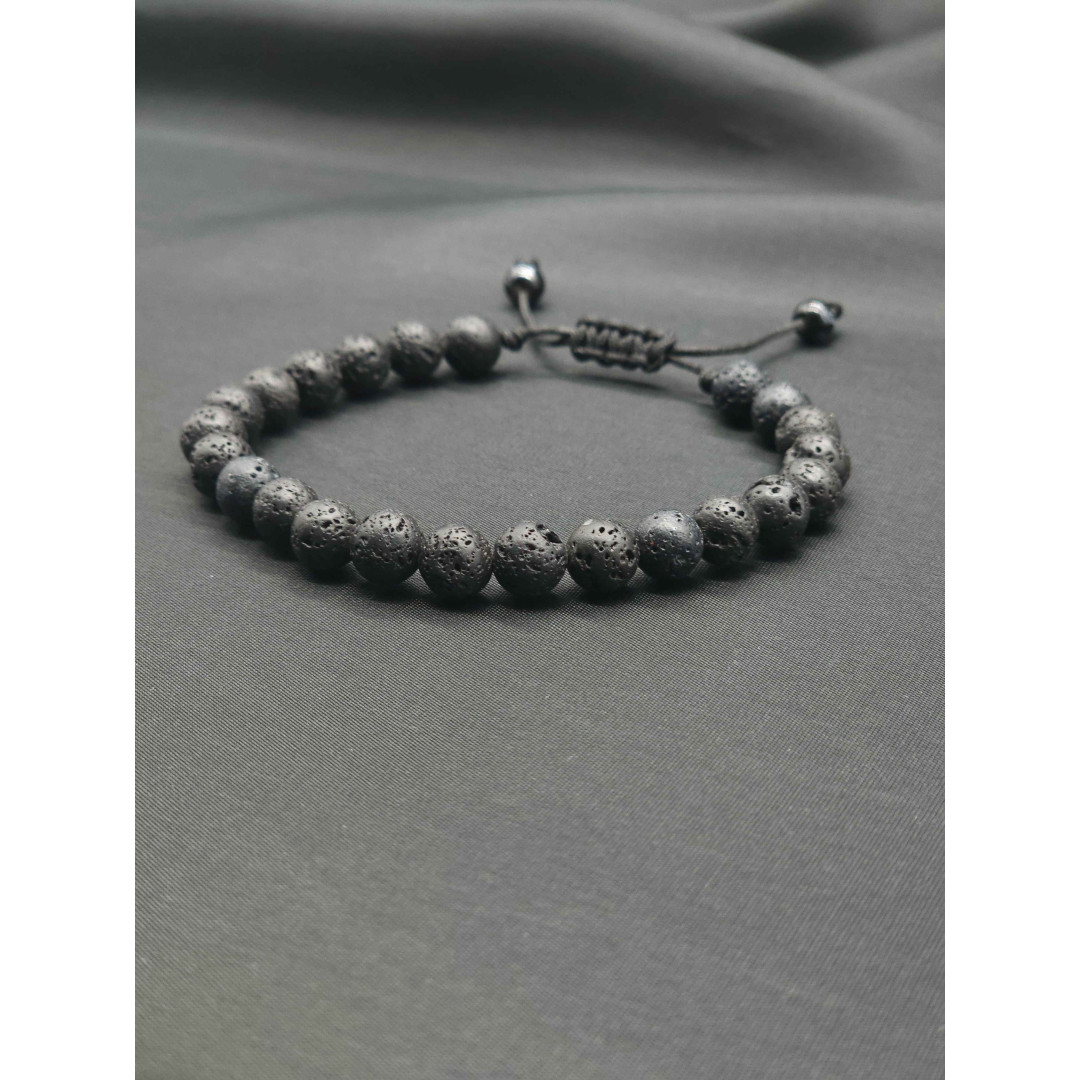 Adjustable Men’s Lava Bracelet – Natural Stone Energy