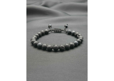 Adjustable Men’s Lava Bracelet – Natural Stone Energy