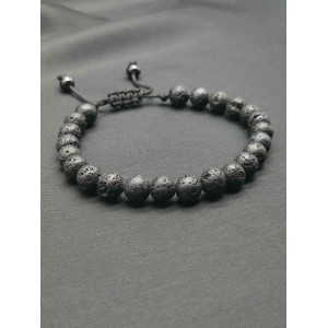 Adjustable Men’s Lava Bracelet – Natural Stone Energy