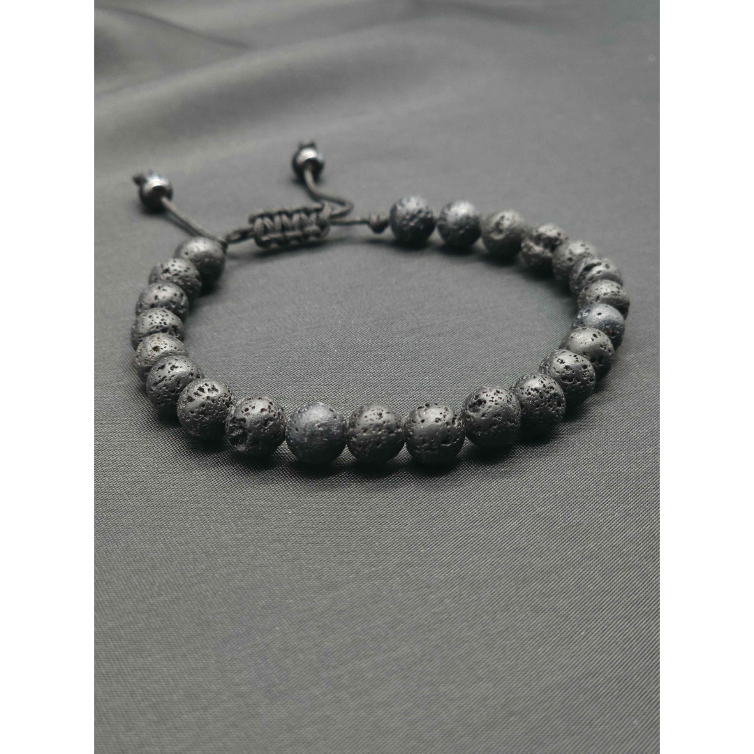 Adjustable Men’s Lava Bracelet – Natural Stone Energy