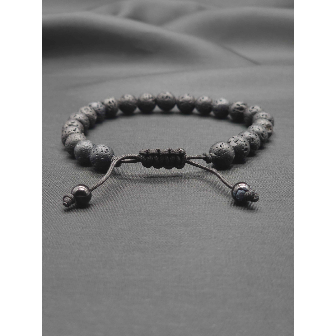 Adjustable Men’s Lava Bracelet – Natural Stone Energy
