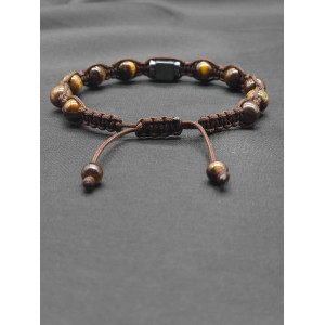 Knitted Men’s Tiger Eye Bracelet with Hematite Center – Adjustable Design