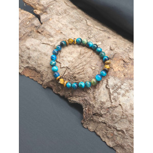 Men’s Blue Tiger Eye Bracelet – Stretch Adjustable, Comfortable Fit