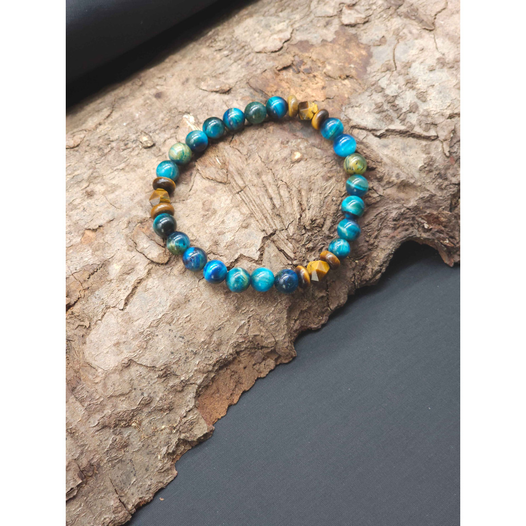 Men’s Blue Tiger Eye Bracelet – Stretch Adjustable, Comfortable Fit