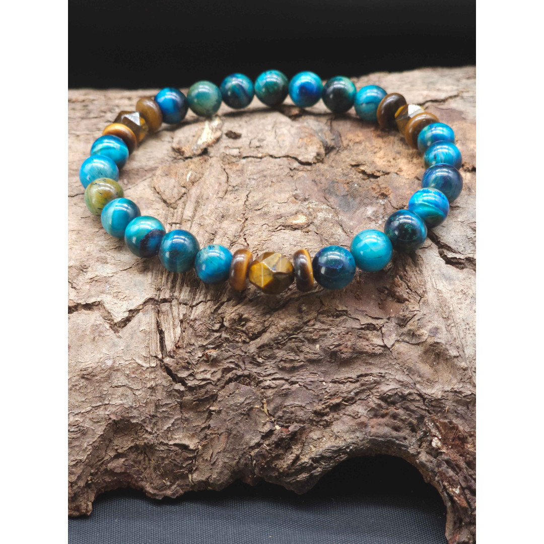 Men’s Blue Tiger Eye Bracelet – Stretch Adjustable, Comfortable Fit