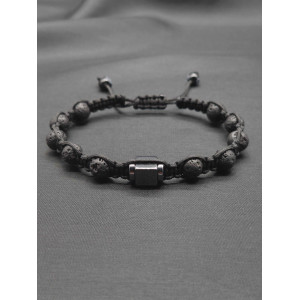 Adjustable Braided Men's Bracelet – Lava Rock & Hematite Stone