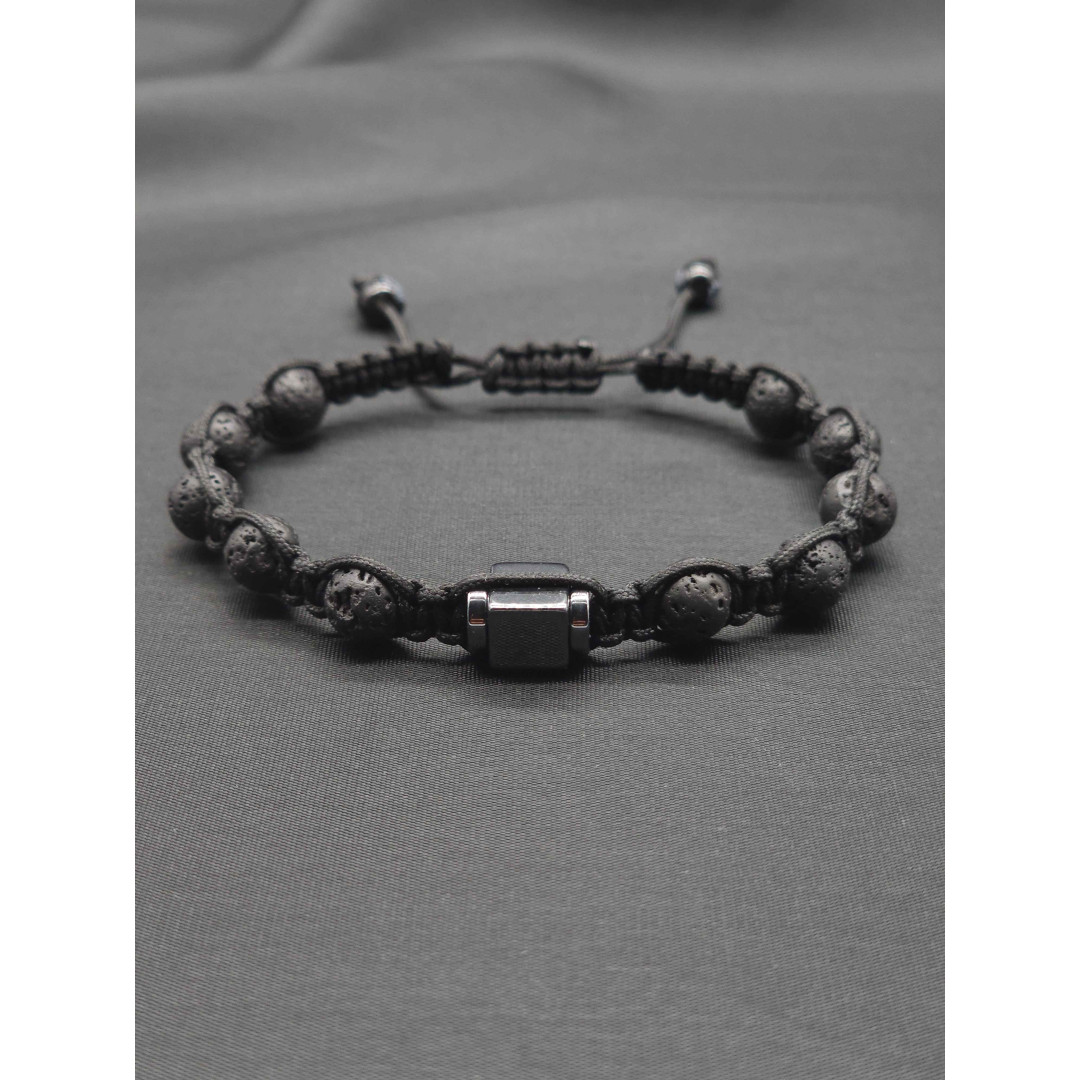 Adjustable Braided Men's Bracelet – Lava Rock & Hematite Stone