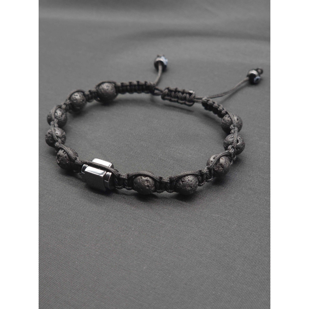 Adjustable Braided Men's Bracelet – Lava Rock & Hematite Stone