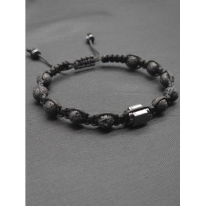 Adjustable Braided Men's Bracelet – Lava Rock & Hematite Stone