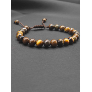 Brown Tiger Eye Beaded Bracelet for Men – Adjustable with Braided Closure