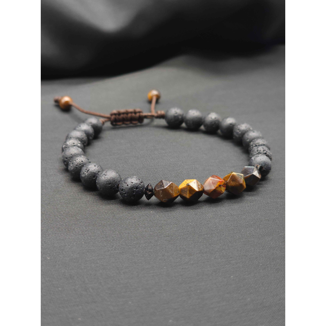 Mens Bracelet-Lava & Tiger eye
