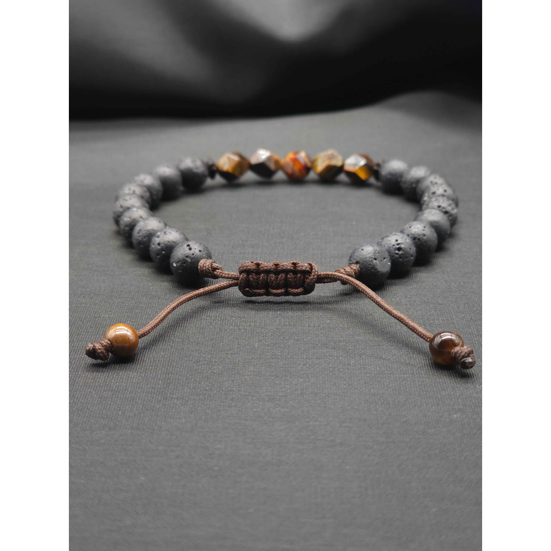 Mens Bracelet-Lava & Tiger eye
