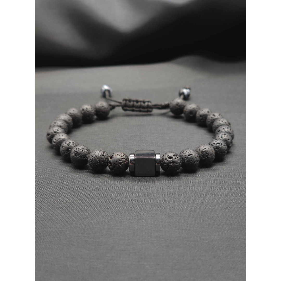 Mens bracelet-Lava & Hematite Mens bracelet-Lava & Hematite