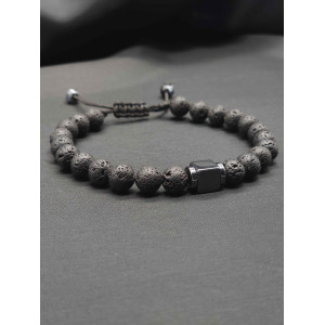 Mens bracelet-Lava & Hematite