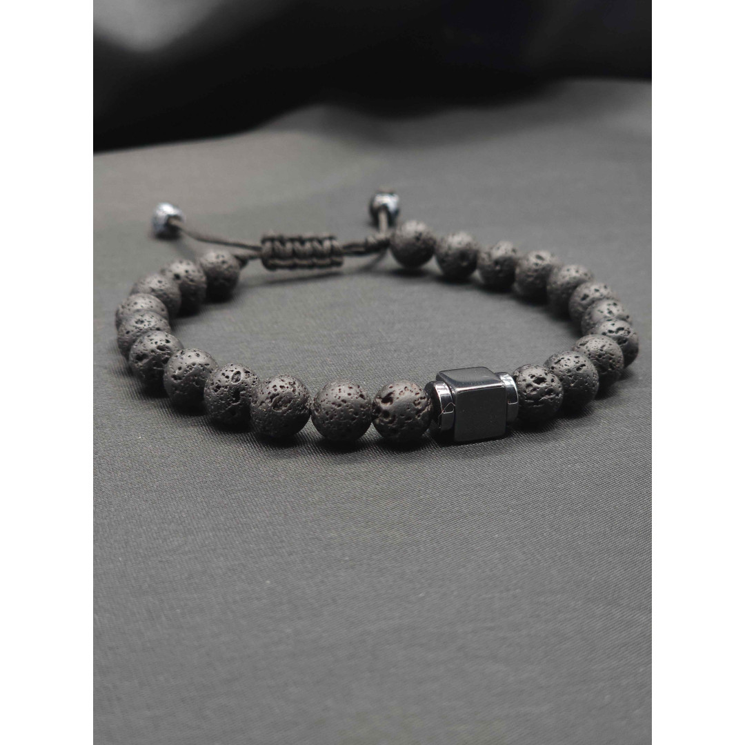 Mens bracelet-Lava & Hematite