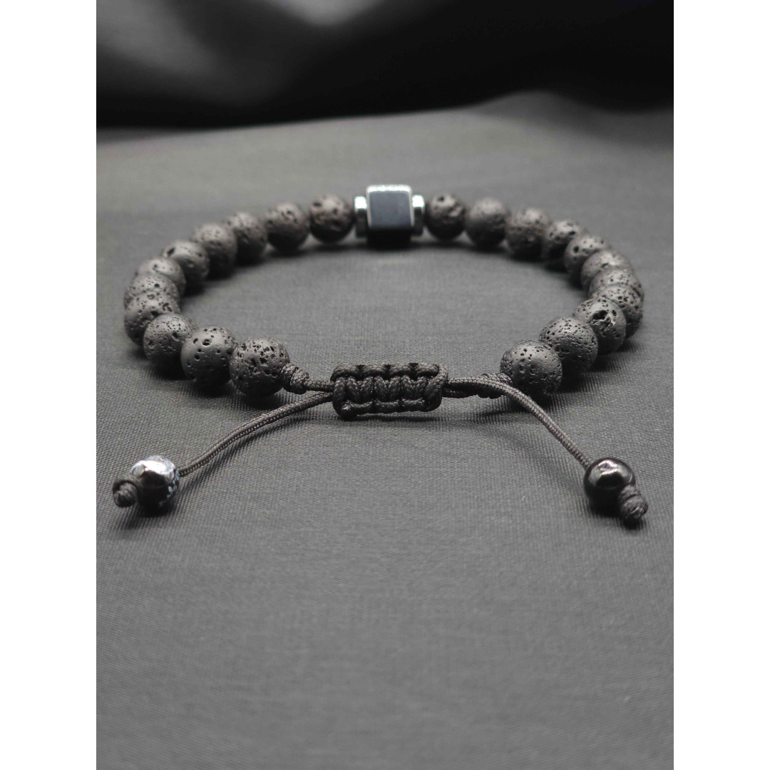 Mens bracelet-Lava & Hematite