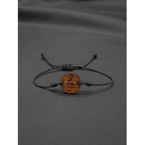 Unisex Treble Clef Bracelet – Handcrafted Oak Wood Design