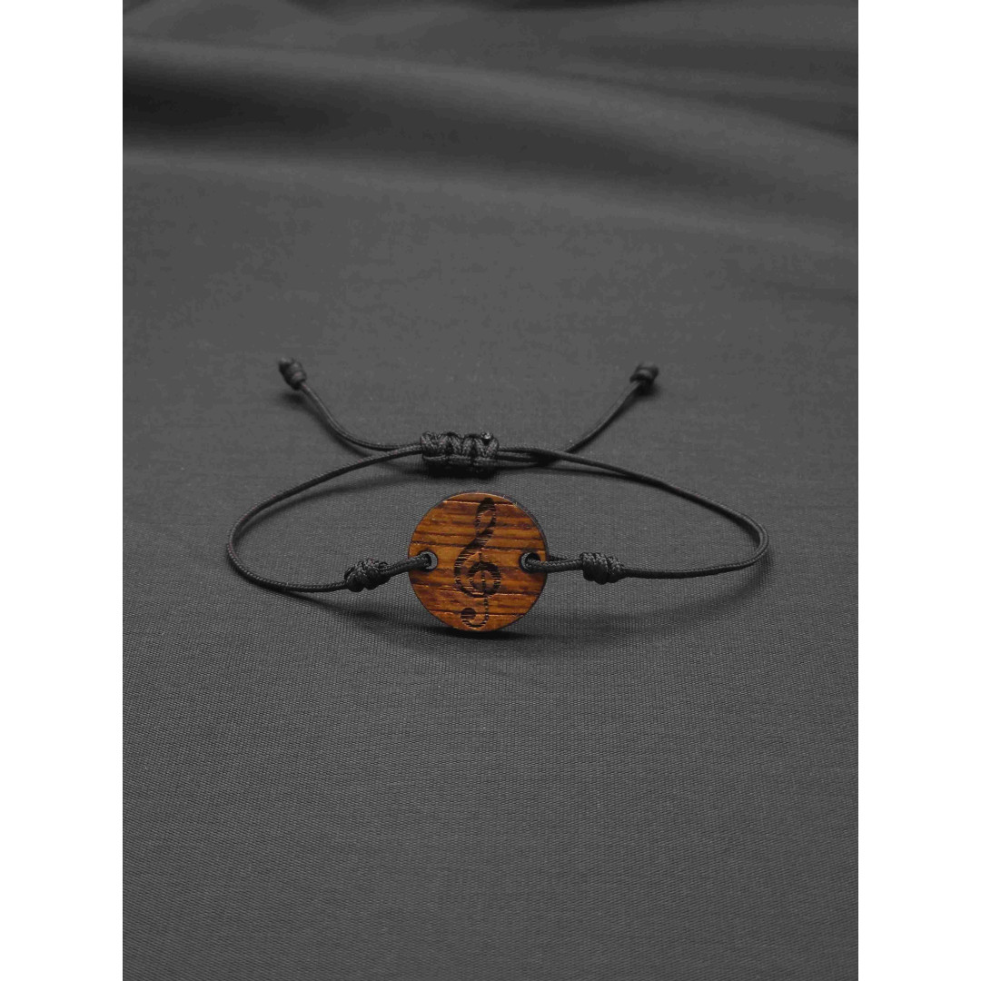 Unisex Treble Clef Bracelet – Handcrafted Oak Wood Design