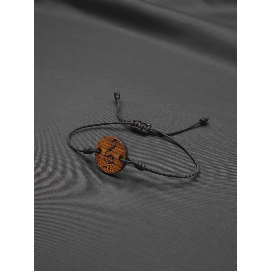 Unisex Treble Clef Bracelet – Handcrafted Oak Wood Design