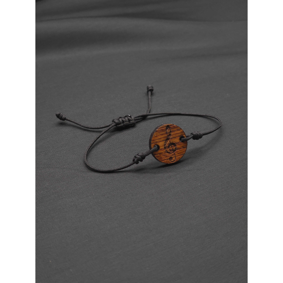 Unisex Treble Clef Bracelet – Handcrafted Oak Wood Design