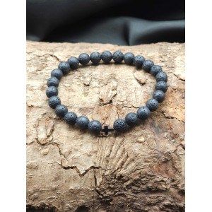 Men’s Lava Bracelet with Hematite Cross – Unique & Stylish