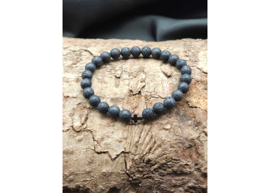 Men’s Lava Bracelet with Hematite Cross – Unique & Stylish