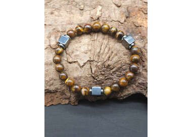 Men’s Tiger’s Eye Bracelet with Hematite – Confidence & Clarity