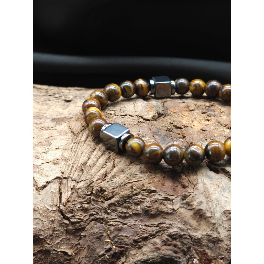 Men’s Tiger’s Eye Bracelet with Hematite – Confidence & Clarity