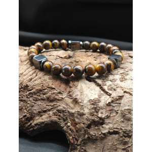 Men’s Tiger’s Eye Bracelet with Hematite – Confidence & Clarity