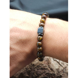 Men’s Tiger’s Eye Bracelet with Hematite – Confidence & Clarity