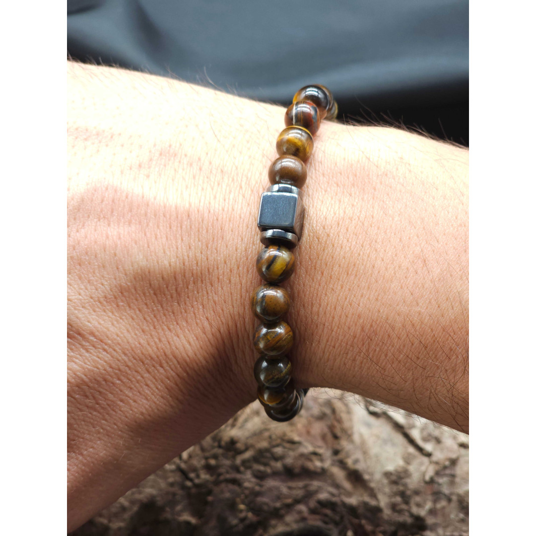 Men’s Tiger’s Eye Bracelet with Hematite – Confidence & Clarity