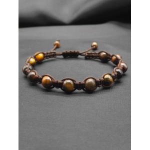Men’s Knitted Brown Tiger’s Eye Bracelet – Stylish & Grounding