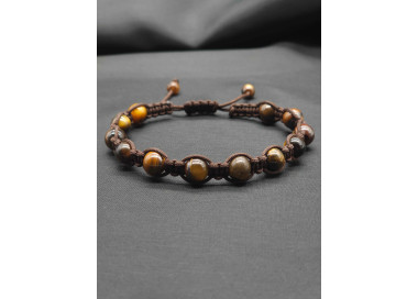 Men’s Knitted Brown Tiger’s Eye Bracelet – Stylish & Grounding