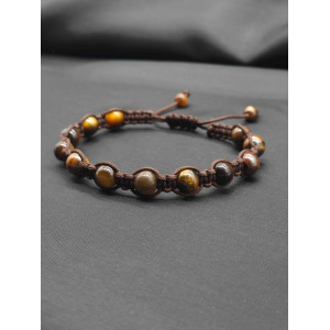 Men’s Knitted Brown Tiger’s Eye Bracelet – Stylish & Grounding
