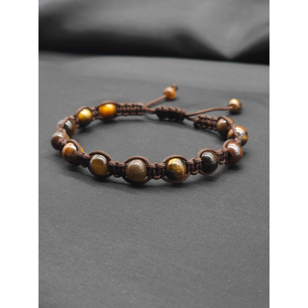 Men’s Knitted Brown Tiger’s Eye Bracelet – Stylish & Grounding