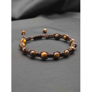 Men’s Knitted Brown Tiger’s Eye Bracelet – Stylish & Grounding