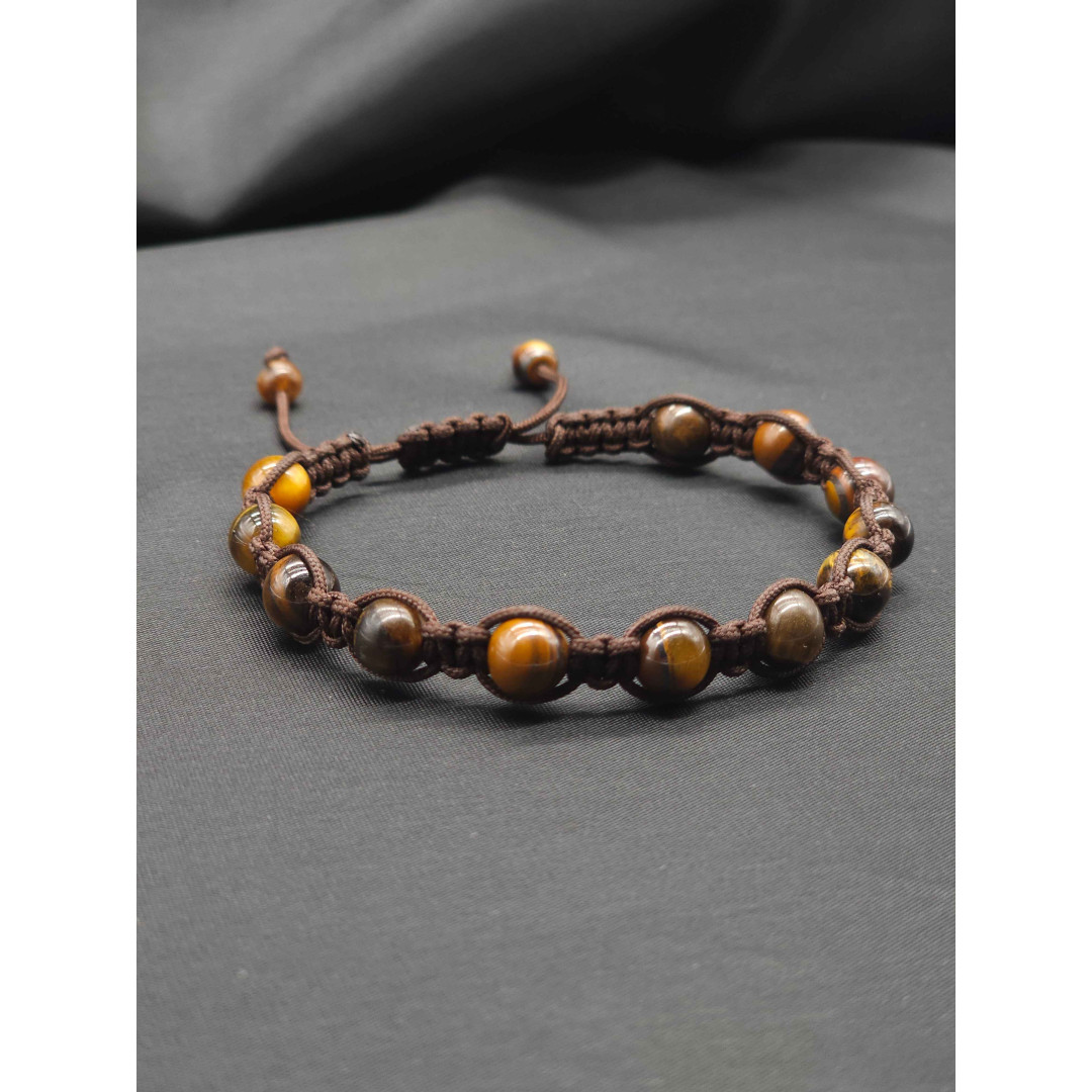 Men’s Knitted Brown Tiger’s Eye Bracelet – Stylish & Grounding