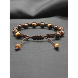 Men’s Knitted Brown Tiger’s Eye Bracelet – Stylish & Grounding
