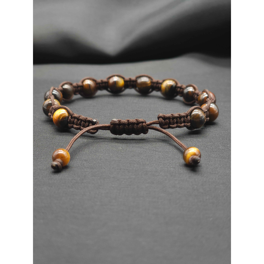 Men’s Knitted Brown Tiger’s Eye Bracelet – Stylish & Grounding
