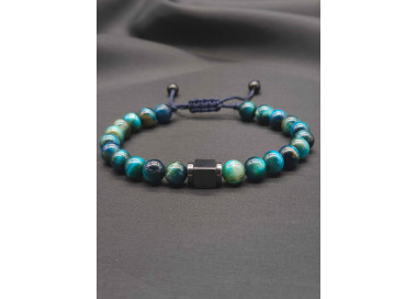 Mens Bracelet-Blue Tiger eye & Hematite