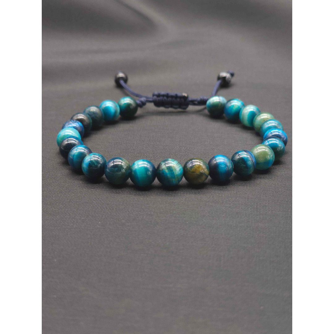 Men’s Blue Tiger’s Eye Bracelet – Handcrafted Braided Cord Design