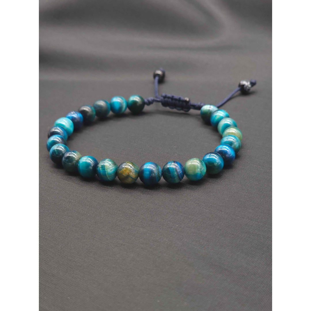 Men’s Blue Tiger’s Eye Bracelet – Handcrafted Braided Cord Design