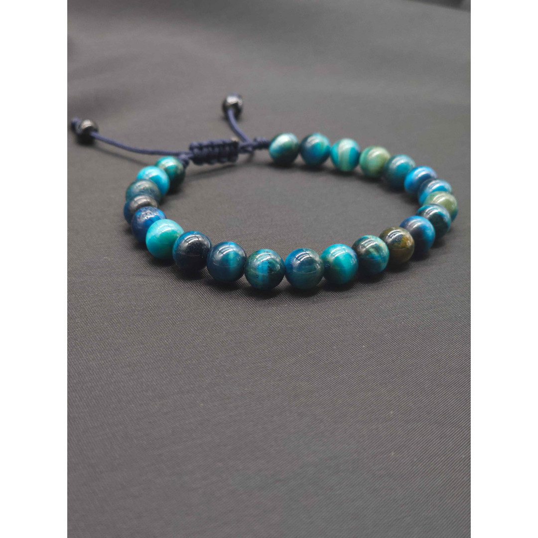 Men’s Blue Tiger’s Eye Bracelet – Handcrafted Braided Cord Design