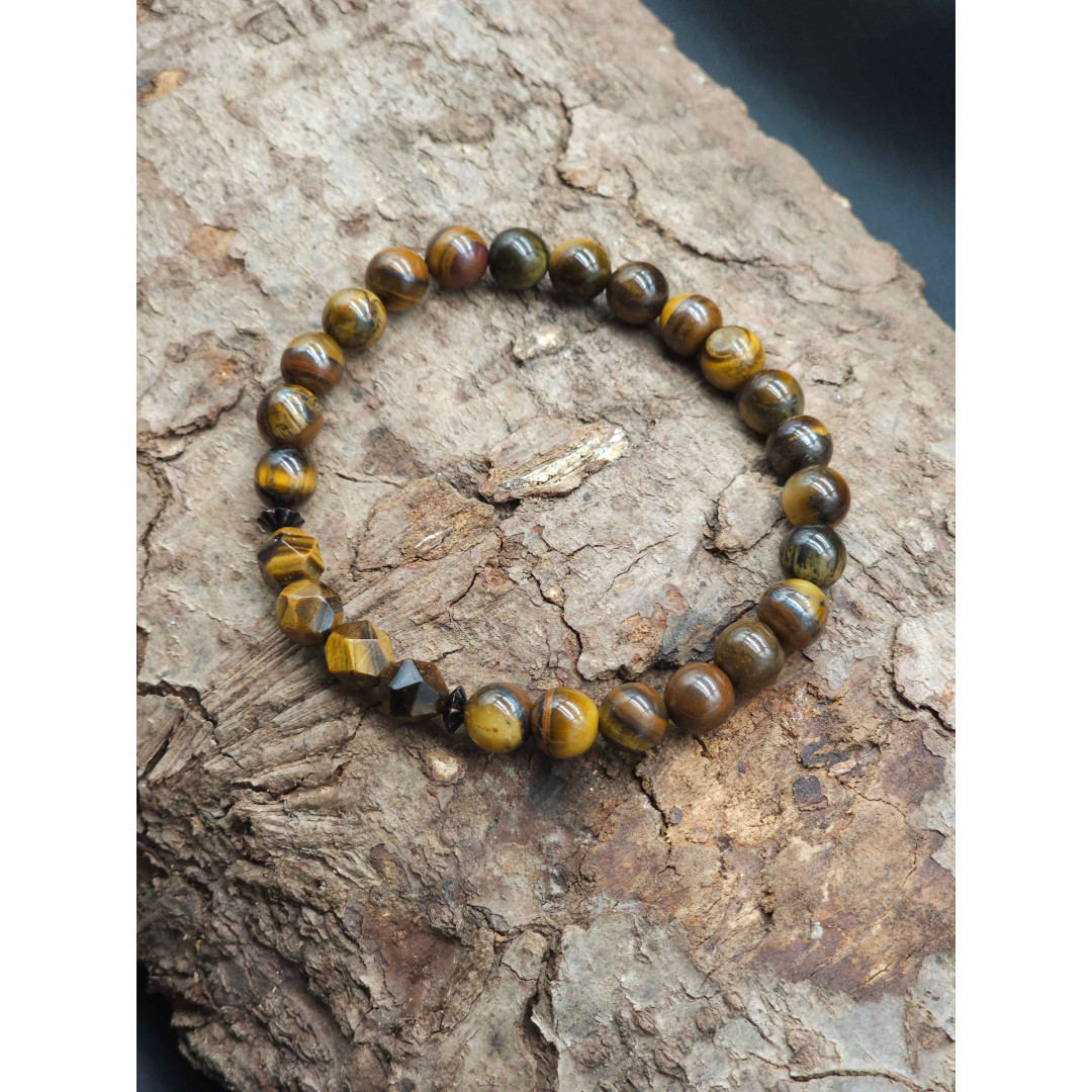 Men’s Brown Tiger Eye Bracelet – Adjustable, Comfortable Fit