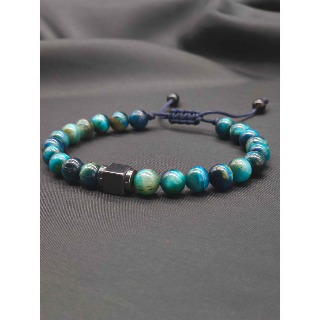 Mens Bracelet-Blue Tiger eye & Hematite